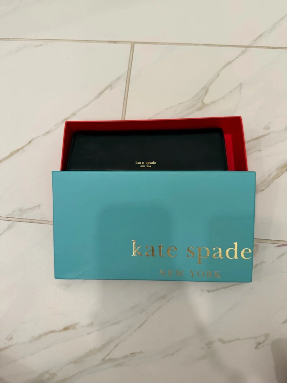 kate spade - Black Leather Flap Continental Wallet - Gently Used in Box